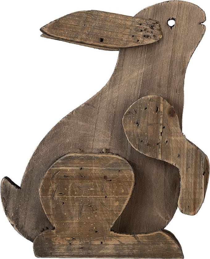 Clayre & Eef Beeld Konijn 20x12x26 cm Bruin Hout