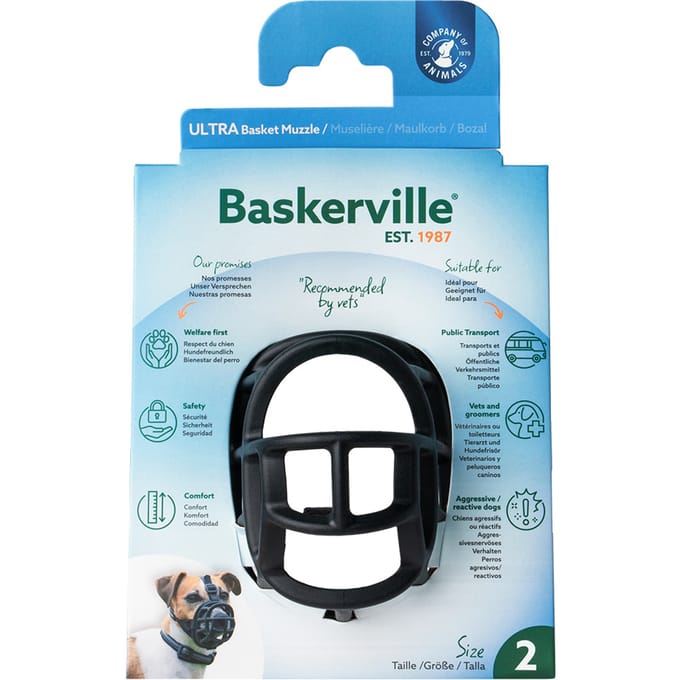 Muilkorf Baskerville Ultra 2.0 - Maat 2: Bijv. Dwergschnauzer, West Highland White Terrier