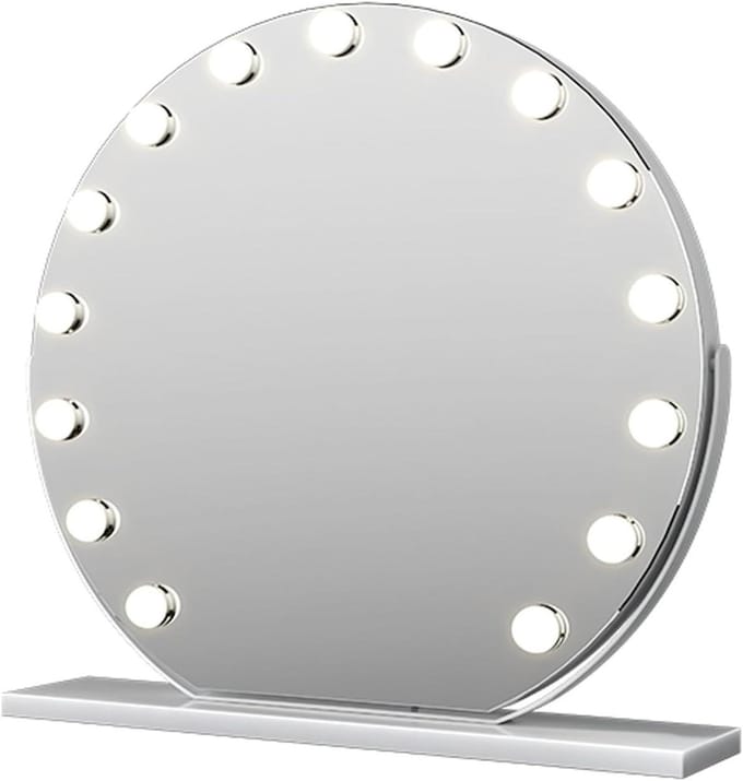 Make-up Spiegel - Verlichte Spiegel Tafelspiegel - Dagelijkse Make-up - 3 Kleuren Licht - 50 cm Diameter - Wit