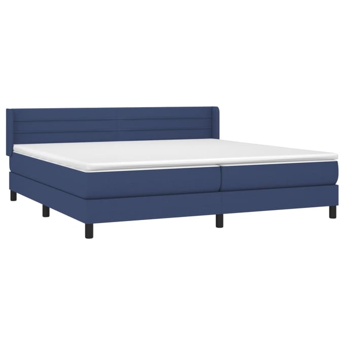 vidaXL - Boxspring - met - matras - stof - blauw - 200x200 - cm