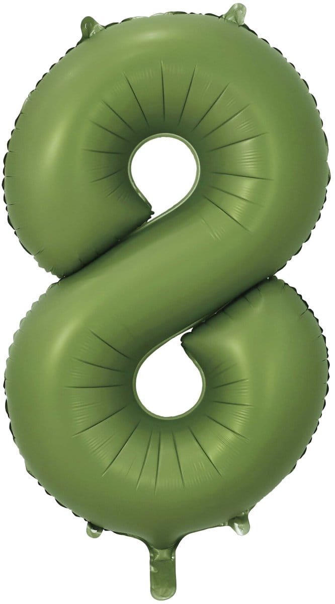 Folieballon 34″ cijfer 8 – Olijfgroen