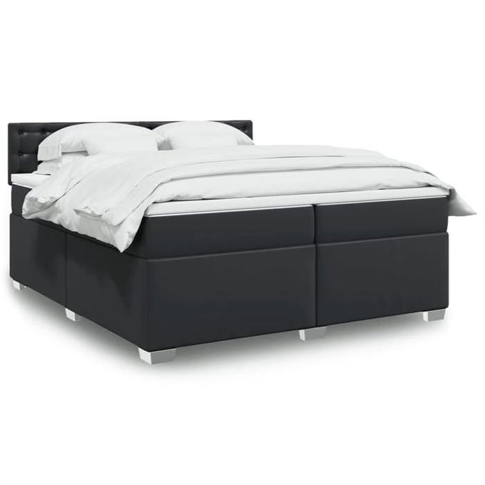 Maison Exclusive - Sommier à lattes de lit avec matelas Noir 200x200 cm Similicuir