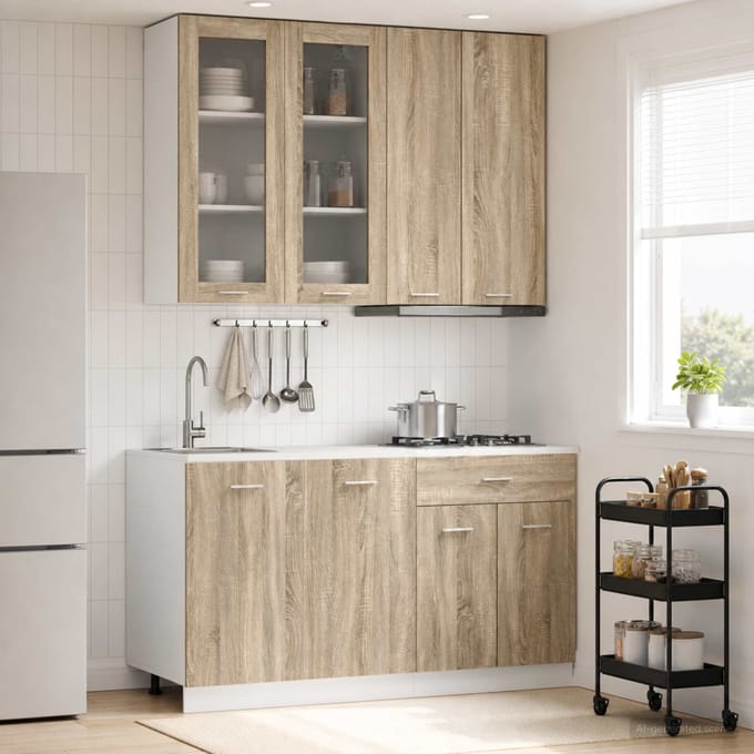 vidaXL - Keukenblok - LYON - 4 - st - Sonoma - Eiken - Bewerkt - hout