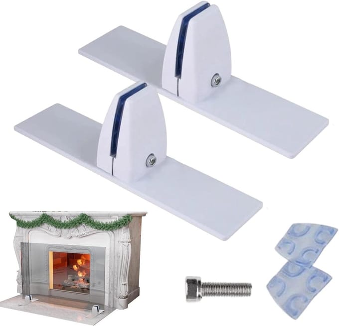 Haard Accessoires - Klem steunen - Stabiel Glas - Verstelbare Montage - 2 stuks - Wit