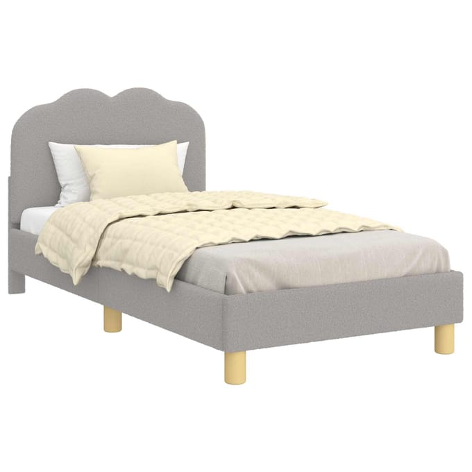 vidaXL - Kinderen - bedframe - met - hoofdboard - Lichtgrijs - 80x160 - cm - Bouclé
