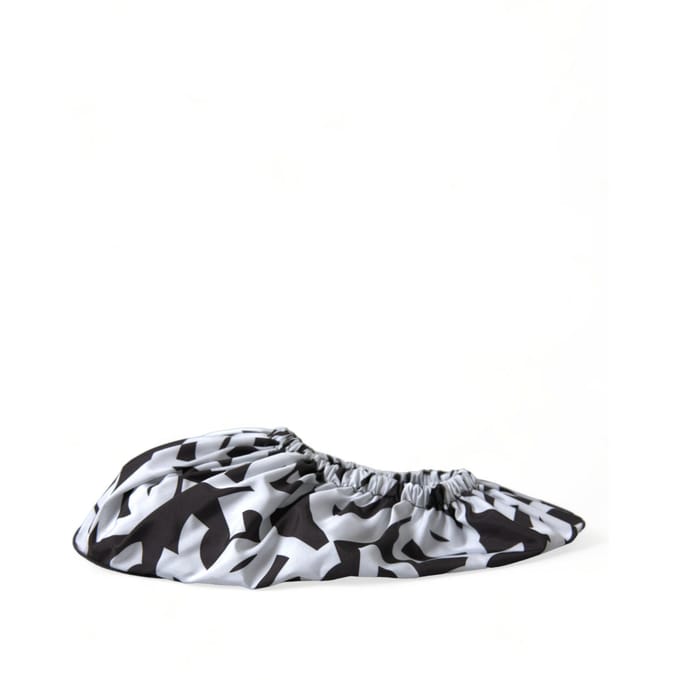 Dolce & Gabbana Witte Logo Print Nylon Instappers Flats Schoenen