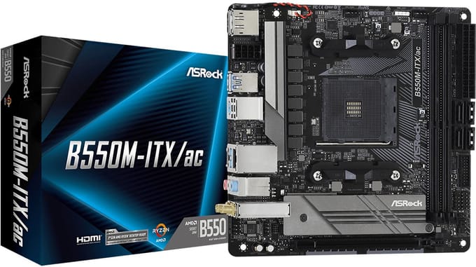 ASRock B550M-ITX/AC - Moederbord - Mini-ITX - AMD Ryzen Ondersteuning - Wi-Fi 5
