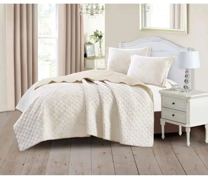 Cinar – bedsprei TULIN CNR005 – polyester – beige – 3-delig 240x260 cm 50x70 cm