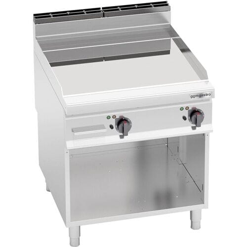 GGM Gastro Elektrische bakplaat - hardverchroomde plaat - 11,4kW - Glad - Bakoppervlak: 396x667mm - met open onderbouw zilver