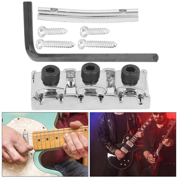 Elektrische Gitaar String Lock Moer met Headstock String Retainer Bar Schroef Zeskant Sleutel white