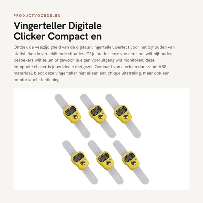 Dailygoods- Vingerteller Mini - 6 Stuks - ABS Duurzaam - Elektronische Telmachine - Energiebesparend - Compact Ontwerp