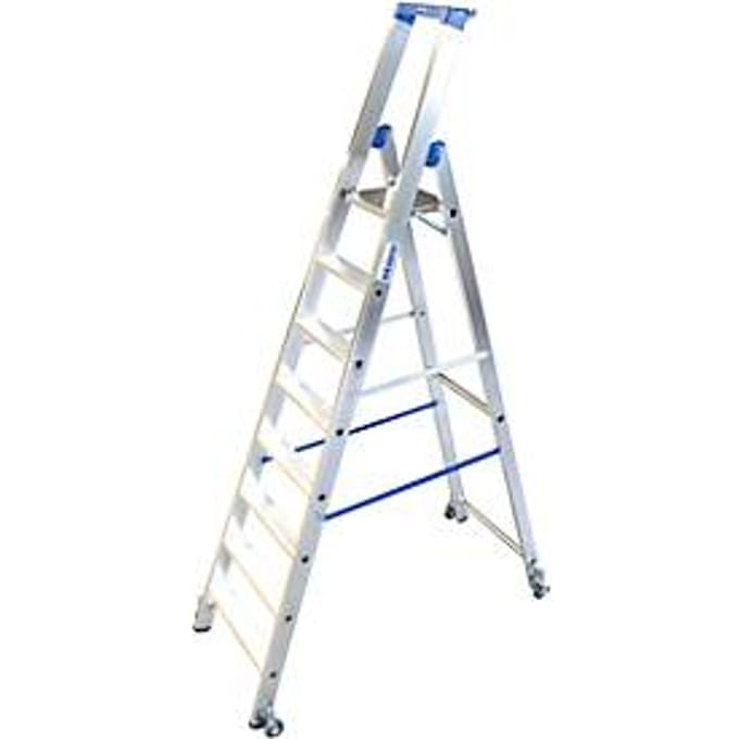Aluminium trapladder, verrijdbaar, 8 treden