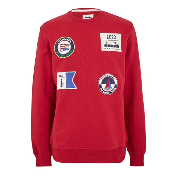 Diadora Heren Sailing Patch Regular Sweatshirt met lange mouwen (Rood)