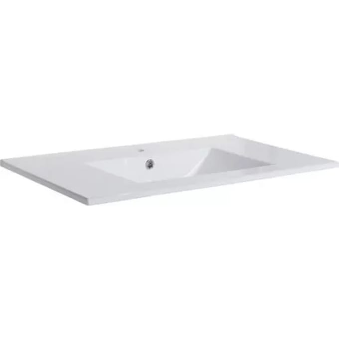 Aurlane Enkele Wastafel Timber - Keramiek - Rechthoekig - Wit - 80cm