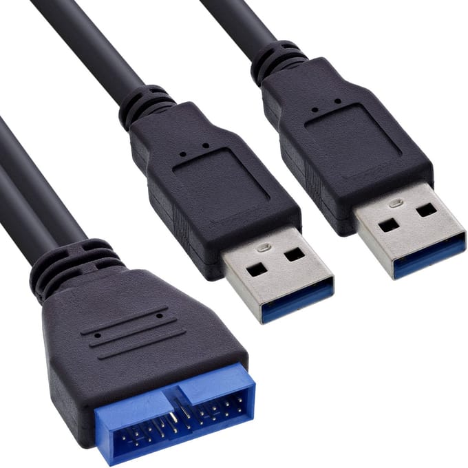 Pin Header adapter USB3.0 (m) - 2x USB-A (m)