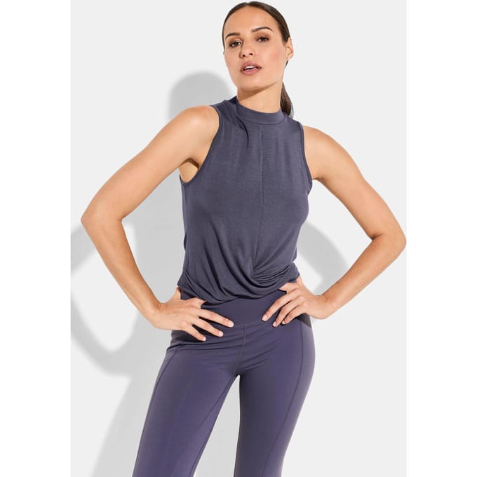 Mouwloze top om te knopen - antraciet - Gr. S van Goldner Fashion