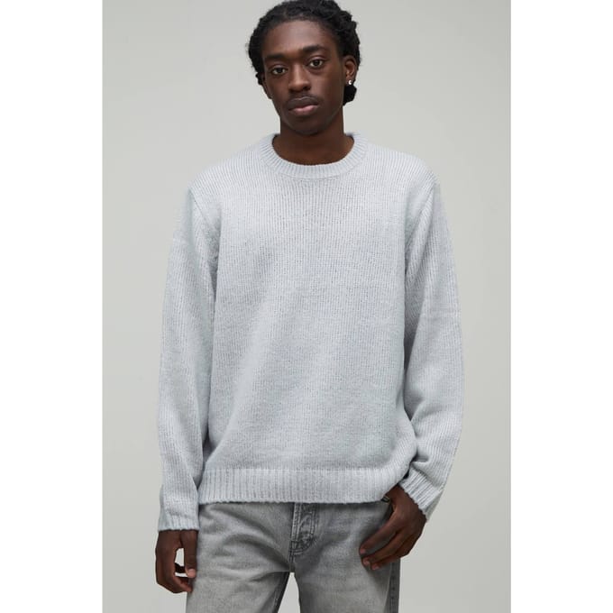 Gebreide Trui Met Geborstelde Textuur En Relaxed Fit | Light Grey | Size Medium