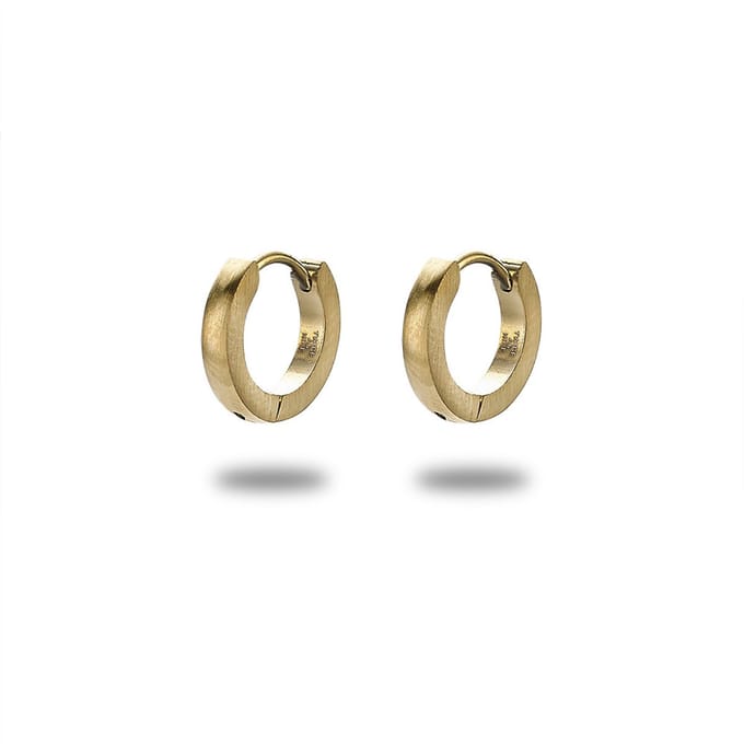 Twice As Nice Oorbellen in goudkleurig edelstaal, oorring, 9 mm, mat