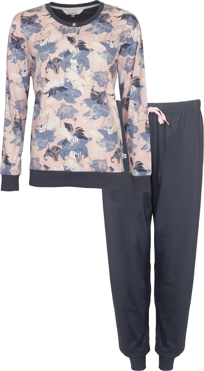 Tenderness Dames Pyjama - Polo Sluiting - Donker Blauw - Maat XL