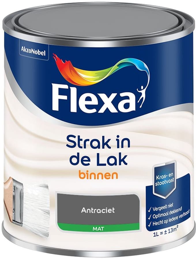 Flexa - Strak In De Lak Binnenlak Mat - Antraciet - Mengverf - 1 L