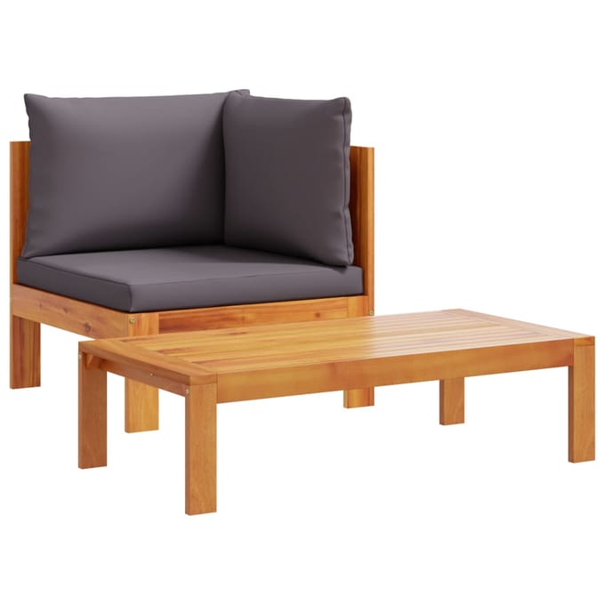 vidaXL - 8-delige - Loungeset - met - kussens - massief - acaciahout