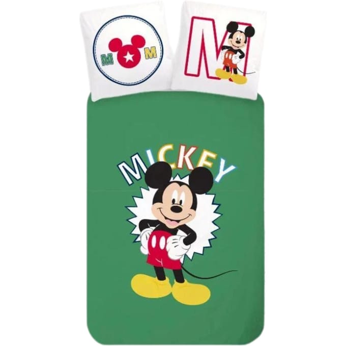 Mickey Mouse Peuterdekbedovertrek Groen - 100 x 135 cm - Katoen