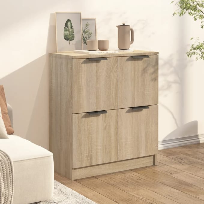 vidaXL - Dressoir - 60x30x70 - cm - bewerkt - hout - sonoma - eikenkleurig