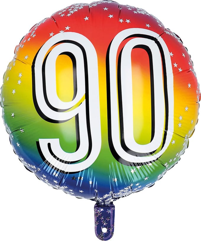 Boland - Folieballon '90' 90 - Multi - Cijfer ballon