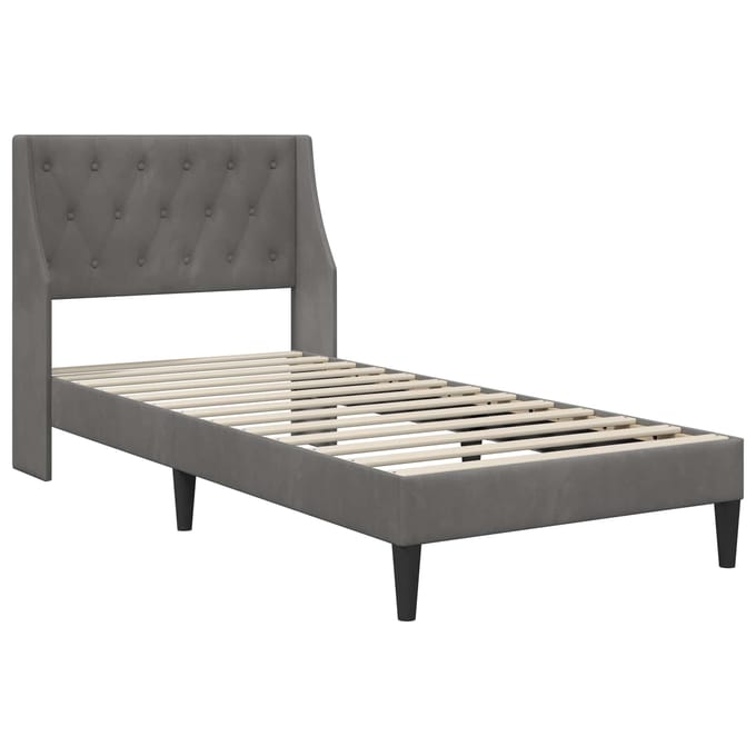 vidaXL - Bedframe - met - hoofdeinde - Donkergrijs - 90 - x - 190 - cm - Fluweel