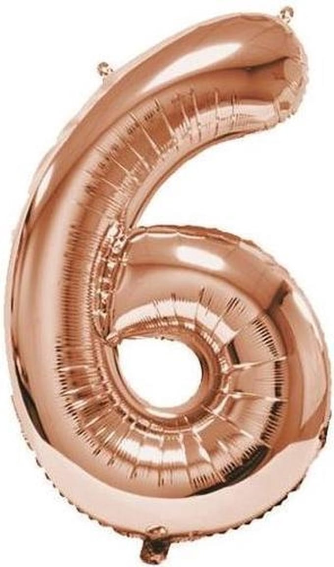 Folieballon Cijfer 6 Rose Gold - 92 cm