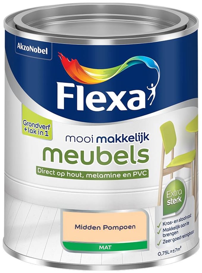 Flexa - Mooi Makkelijk Meubels Mat - Midden Pompoen - Mengverf - 750 Ml