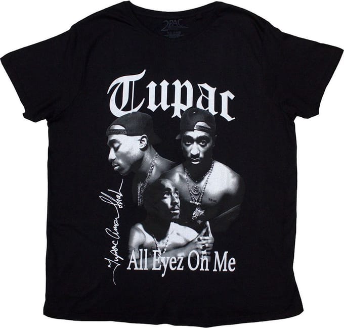 Tupac - All Eyez B&W Heren T-shirt - XL - Zwart