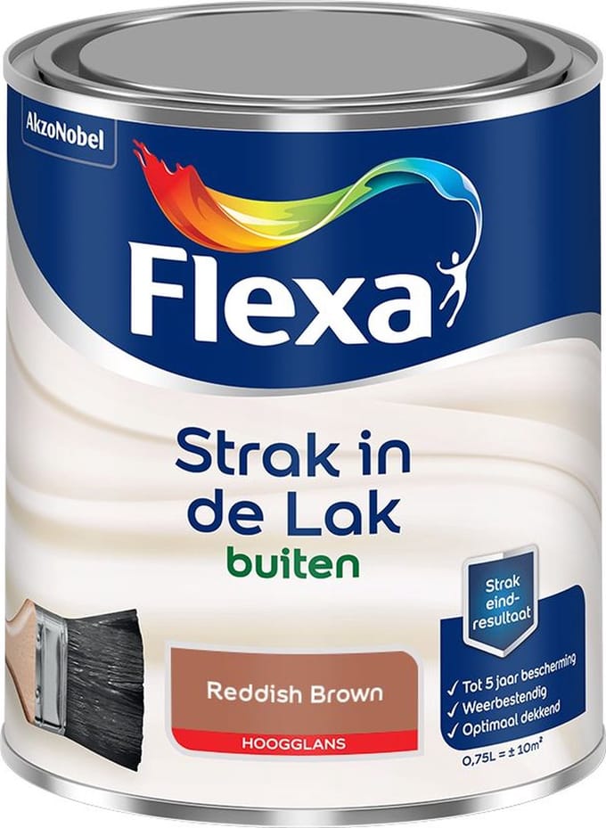 Flexa - Strak In De Lak Buitenlak Hoogglans - Reddish Brown - Mengverf - 750 Ml
