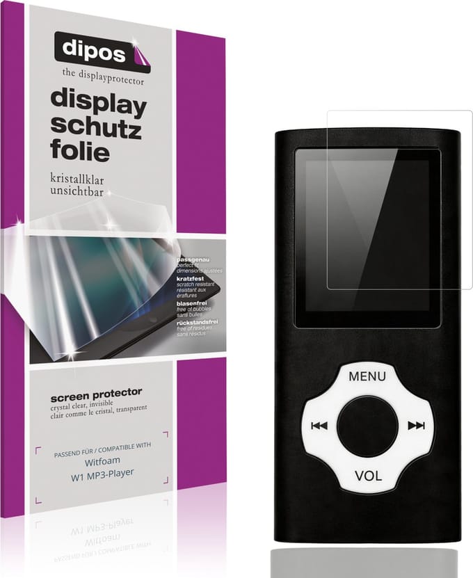dipos – 4x Beschermfolie geschikt voor Witfoam W1 MP3-Player | Krasbestendige & heldere Screenprotector Ultra-Thin