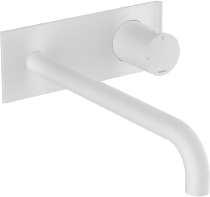 Hotbath Cobber CB106EXT25 afbouwdeel inbouw wastafelkraan met achterplaat en 25cm uitloop mat wit