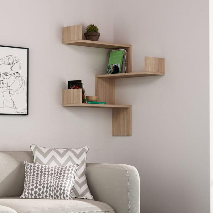 Asir Wandplank Eiken 90 x 60 x 60 cm