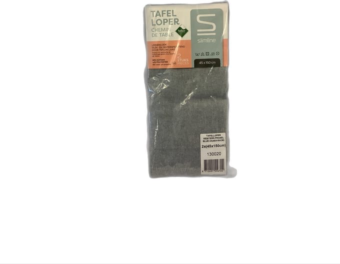 Slimline Tafelloper linnenlook blauw 45x150 cm