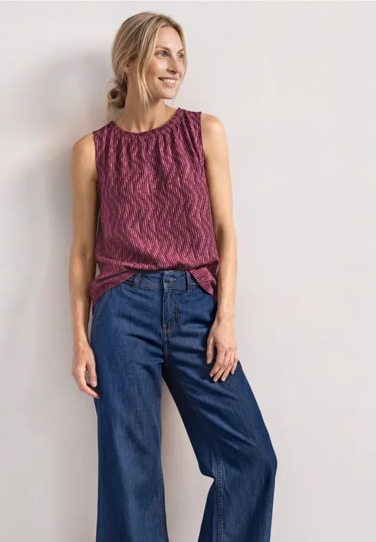 Blouse met gerimpelde ronde hals
