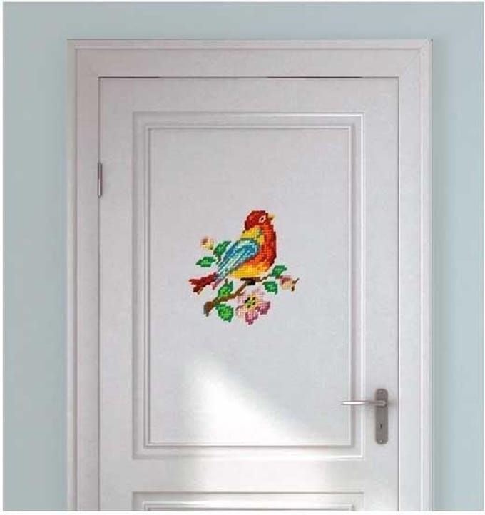 Muursticker Geborduurde vogel