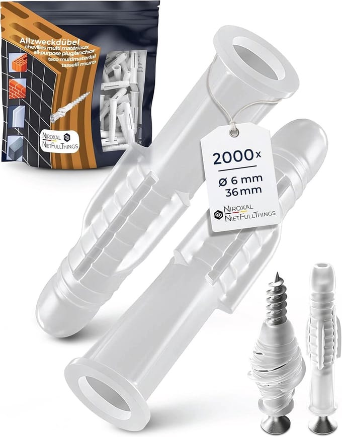 Universele pluggen - Bevestigingspluggen - Alle bouwmaterialen - 2-in-1 werking - 2000 stuks - Transparant