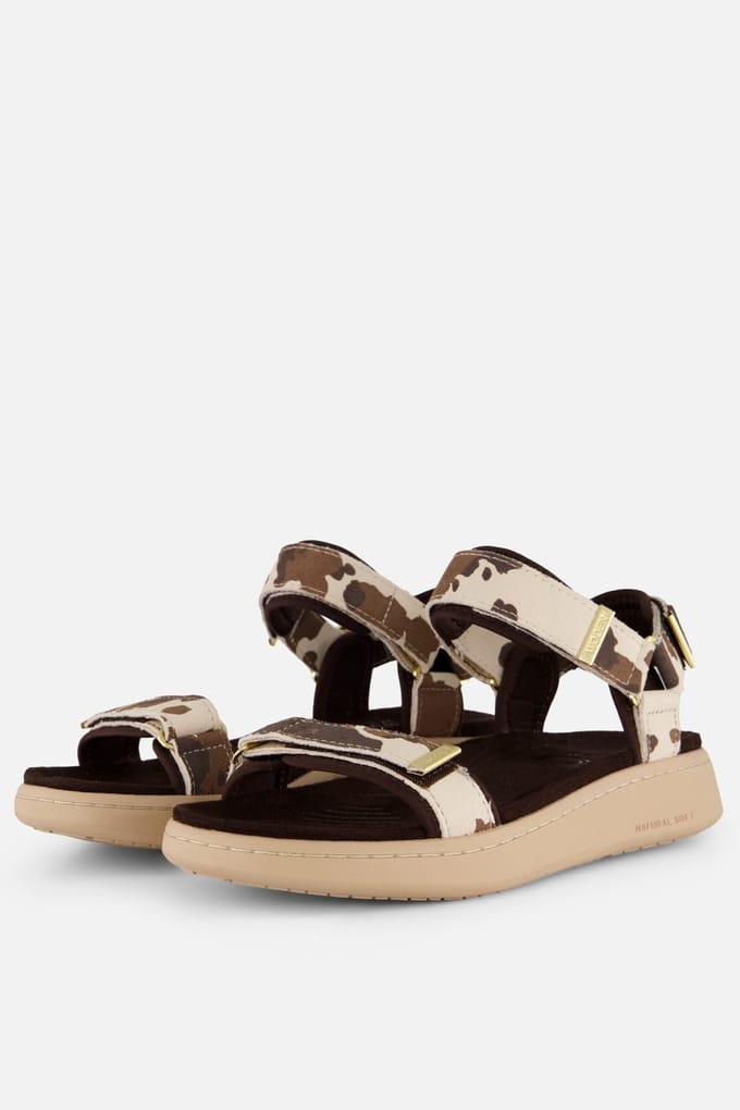 Woden Line Cow Sandalen beige Suede - Maat 41
