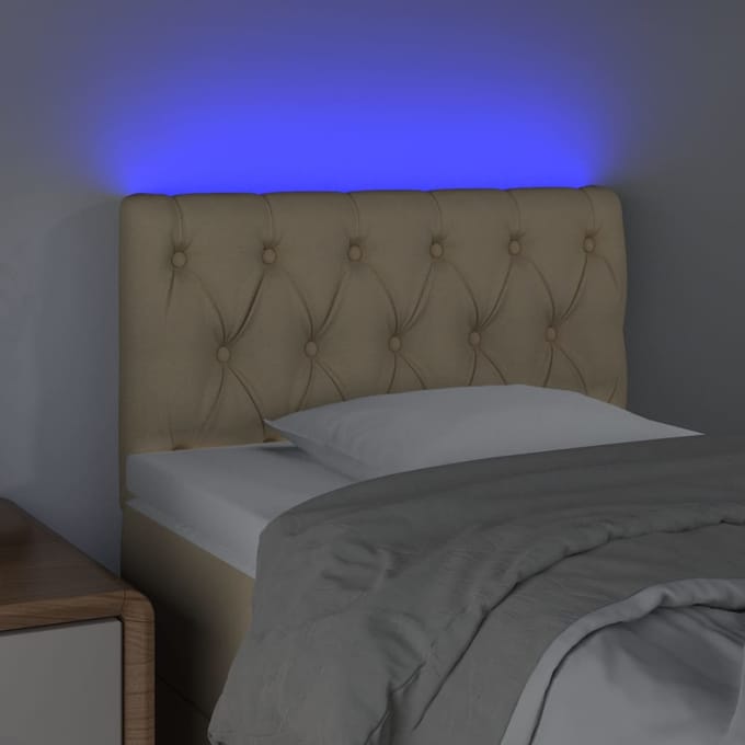 vidaXL - Hoofdbord - LED - 80x7x78/88 - cm - stof - crèmekleurig