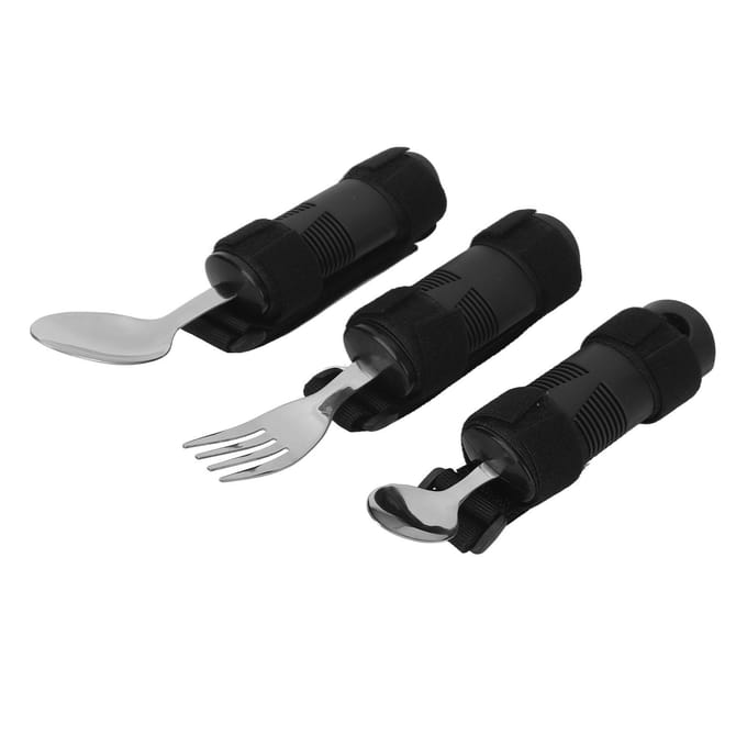 Adaptief Bestek Antislip Handvat Hemiplegie Hulpmiddel Bestek Ouderen Vork Lepel Hulpmiddel Servies Set black