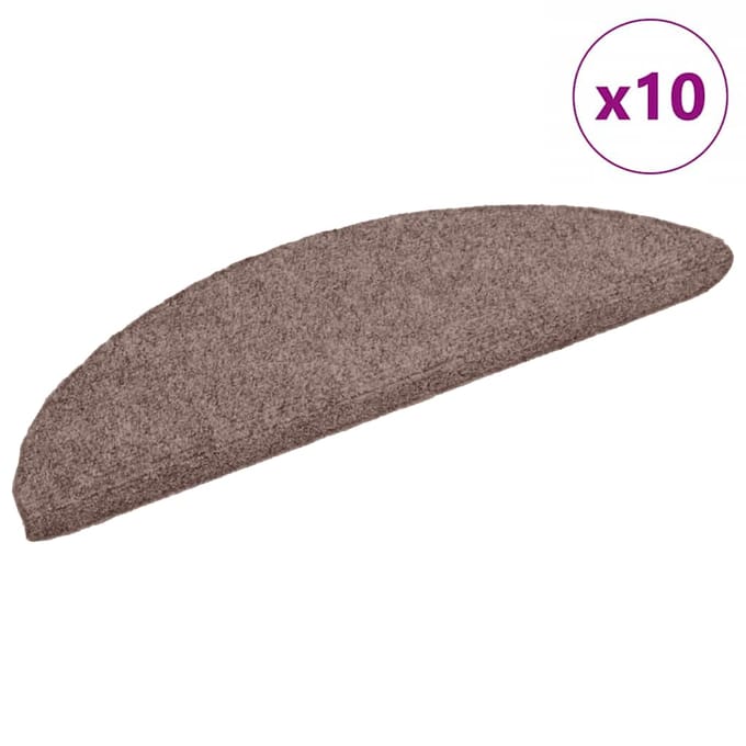 vidaXL - Trapmatten - zelfklevend - 10 - stuks - 56x17x3 - cm - lichtbruin - halfrond