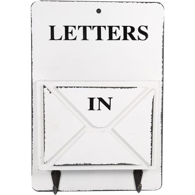 Houten Post Brievenrek Sleutelhouder Wandopslag Creatieve Huisdecoratie met Haak Hanger Wit white