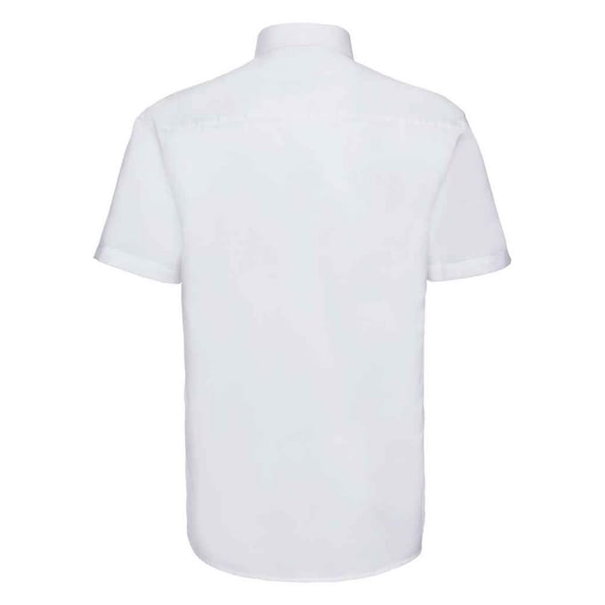Russell Collection Heren Oxford Easy-Care Formeel Overhemd met Korte Mouwen (Wit)