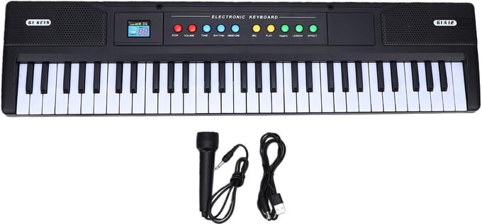 Elektronisch Toetsenbord - 61 Toetsen Piano - Muziek Leren - Microfoon Lesmodus - 63.6 cm Lengte
