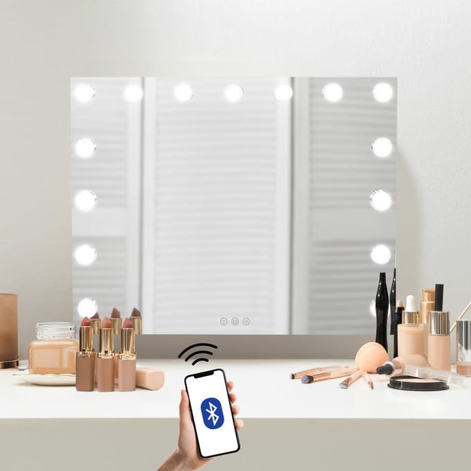 Led-spiegel met bluetooth - wit - 58 x 46 cm - usb-a en usb-c