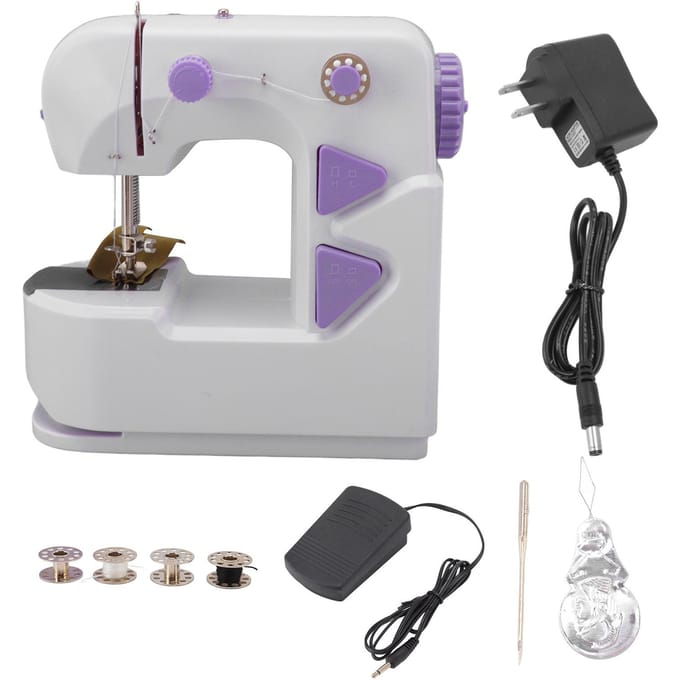 Mini Naaimachine Draagbaar Thuis Elektrisch Micro Mini Desktop Naaimachine 100?240V voor Klein gray