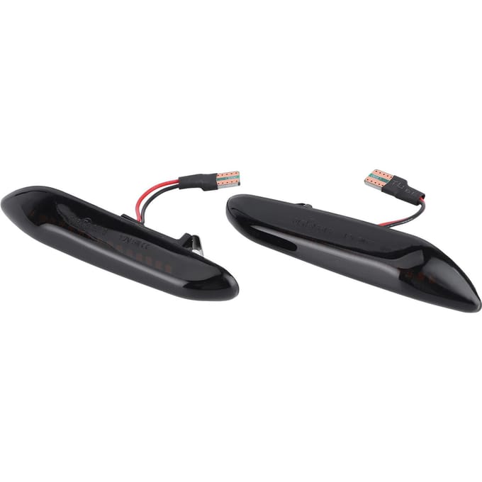 Feu clignotant d'aile 3000K LED Ambre Indicateur latéral Lentille Fumée Compatible pour E60 E61 E90 E91 E81 E82 E88 E46 X3 X1 black